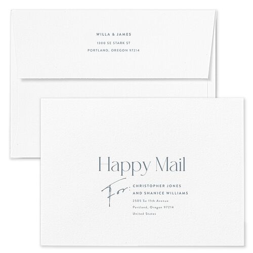 Happy Tears Bridal Shower Invitation Envelopes White Ocean Both Recipient and Return Addresses Signature Standard