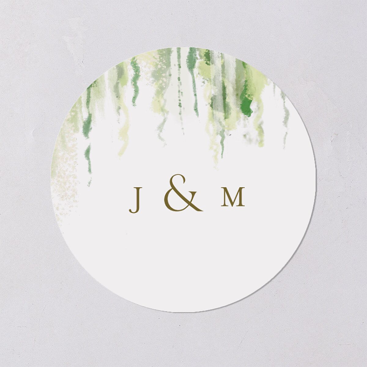 Southern Spanish Moss Wedding Stickers Pure White Circle