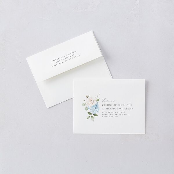 Elegant Peonies and Hydrangeas Thank You Cards Baby Blue