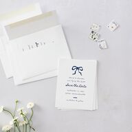 Dainty Bow Save the Date Petite Cards Navy Signature smooth Blank No Standard
