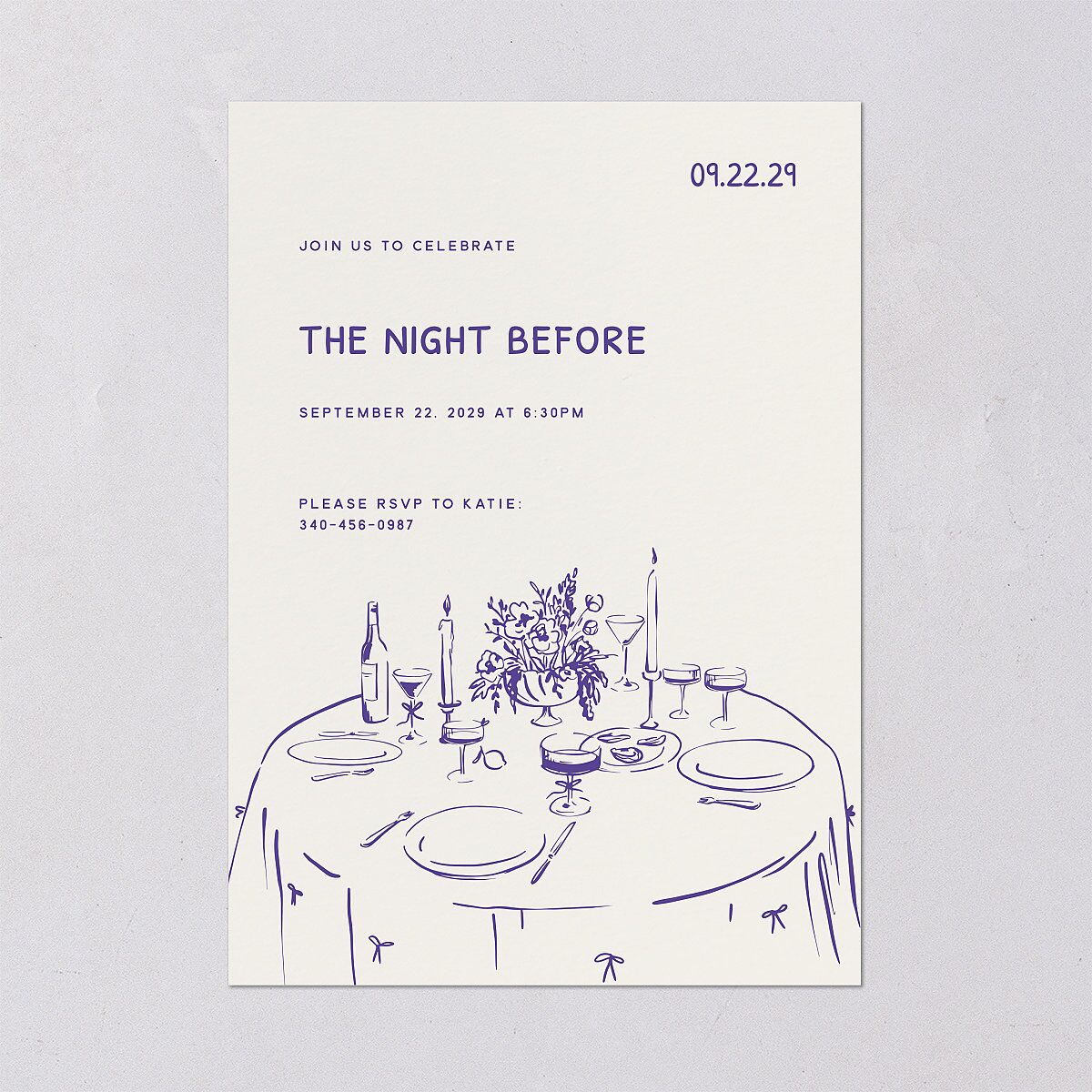 Hand Drawn Recipe Rehearsal Dinner Invitations Sapphire Signature Blank Standard