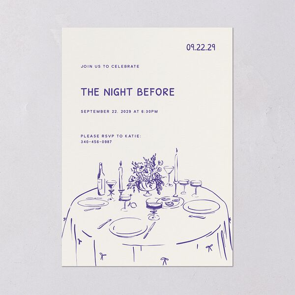 Hand Drawn Recipe Rehearsal Dinner Invitations Sapphire Signature Blank Standard
