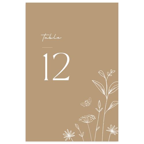 Simple Modern Wildflowers Table Numbers Mocha Signature