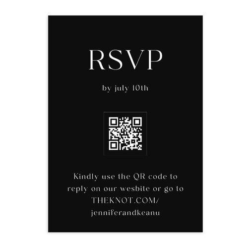 Modern Arch Photo QR Code RSVP Cards Licorice Signature Standard
