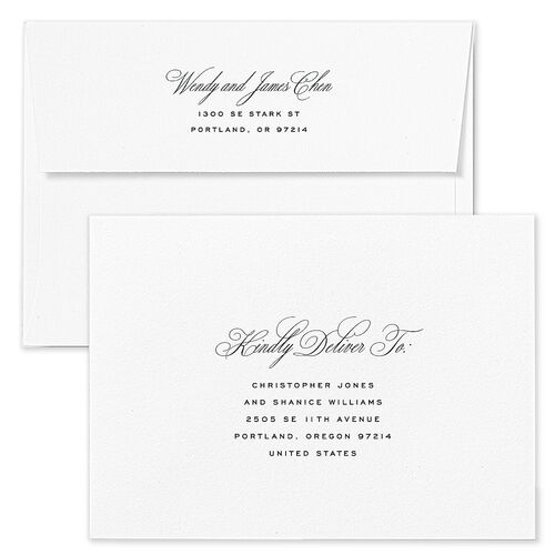 Classic Joyful Greeting Holiday Card Envelopes White Hunter Green Both Recipient and Return Addresses Standard Signature