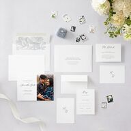Timeless Script Save The Date Cards Medieval Grey Signature smooth Blank No Standard