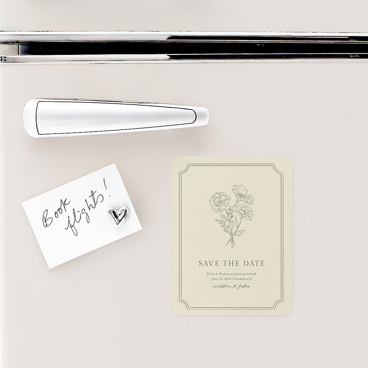 Vintage Botanical Sketch Save The Date Magnets Dark Camo Magnet Paper