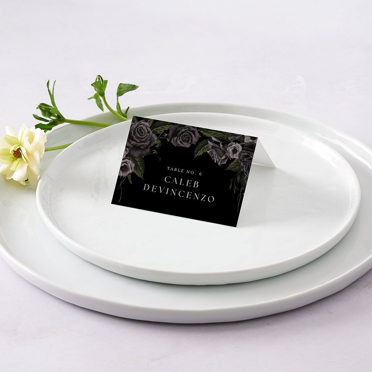 Dark Gothic Roses Place Cards Midnight Signature