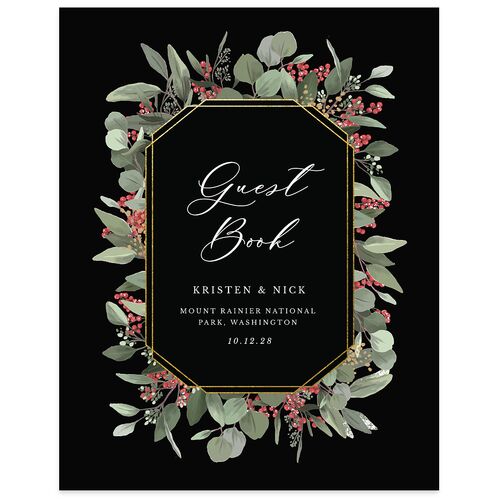 Eucalyptus Frame Wedding Guest Book Midnight