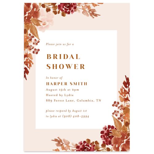 Fall Garland Bridal Shower Invitations Sand Signature Blank Standard