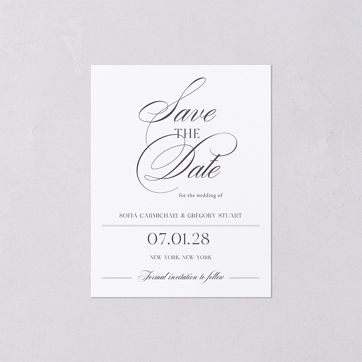 Classically Elegant Save the Date Petite Cards Pure White Signature smooth Blank No Standard