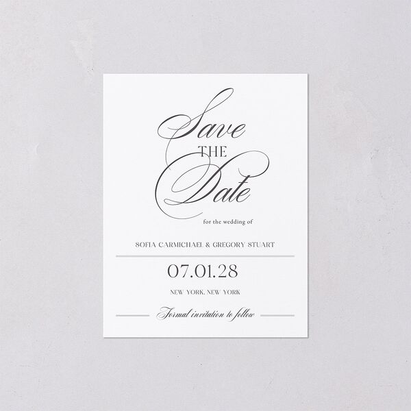 Classically Elegant Save the Date Petite Cards Pure White Signature smooth Blank No Standard