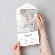 Picture Perfect All-in-One Wedding Invitations Cornflower Signature Light Both Recipient and Return Addresses No