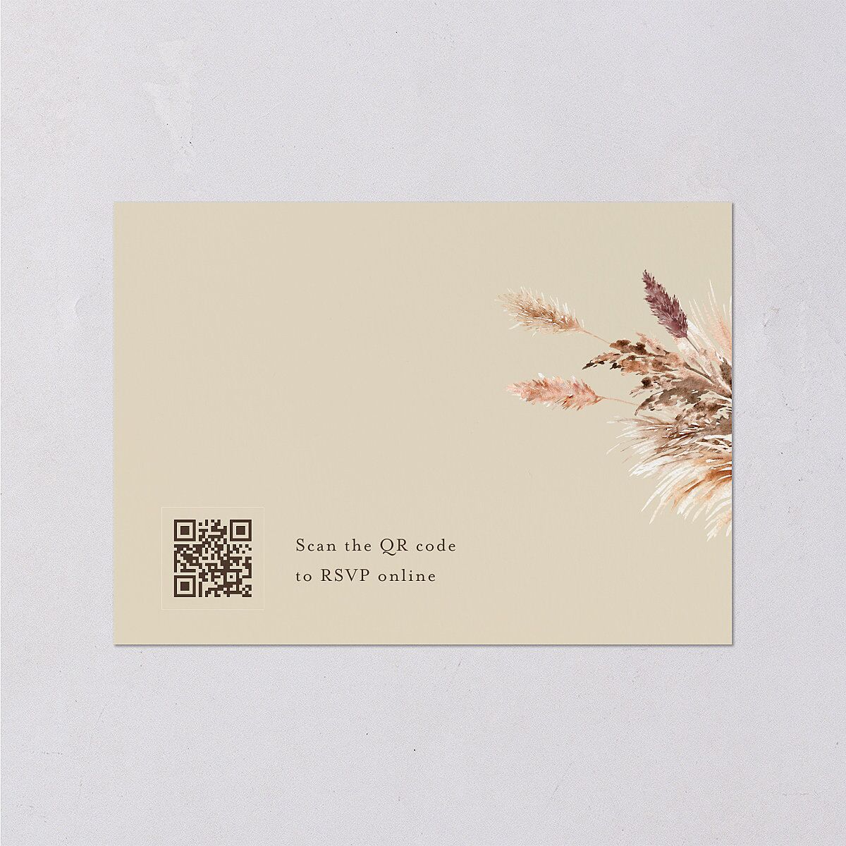 Soft Pampas Botanical Wedding Response Cards Sepia Signature Standard