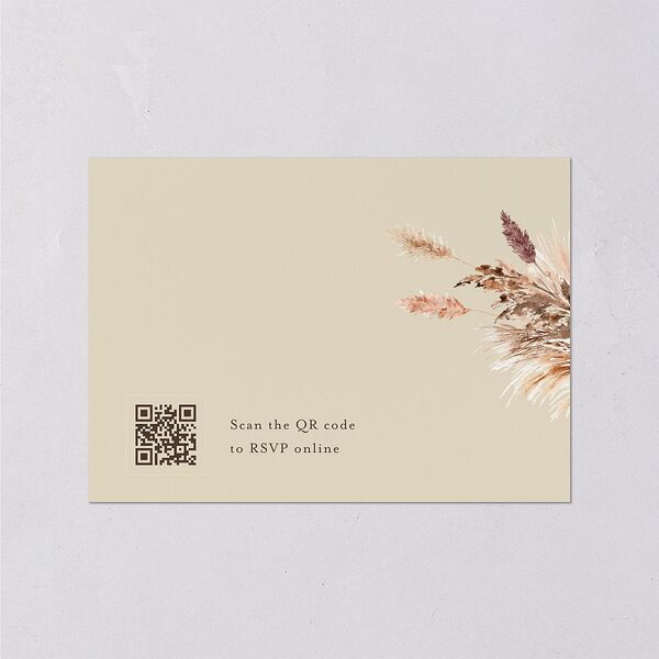 Soft Pampas Botanical Wedding Response Cards Sepia Signature Standard