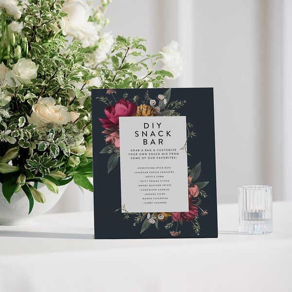 Blooming Botanical Menu Bended Tabletop Sign X-small Ink Blue Standard Plastic XS Tabletop Menu