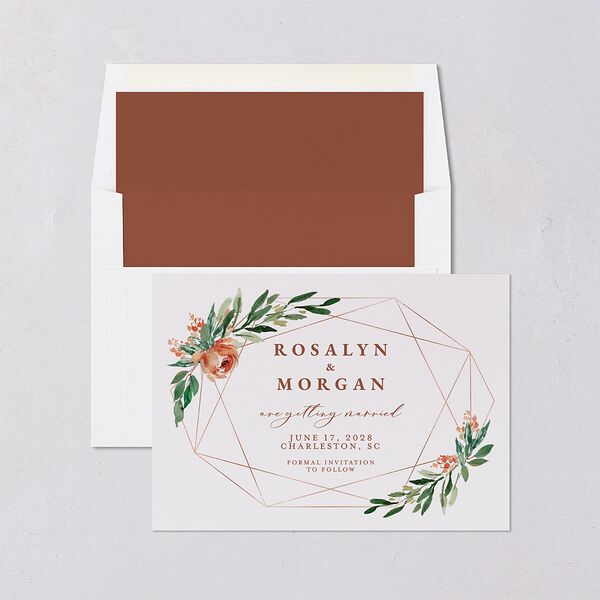 Gilded Botanical Save The Date Cards Copper Signature smooth Blank No Standard