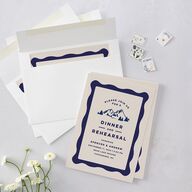 Adventure Icon Rehearsal Dinner Invitations Navy Signature Blank Standard