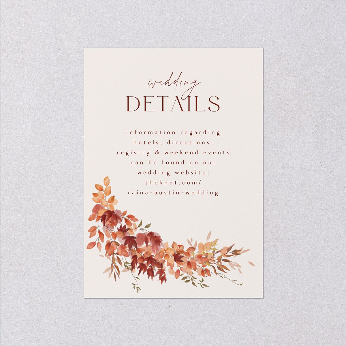 Harvest Crescent Wedding Enclosure Cards — view 1