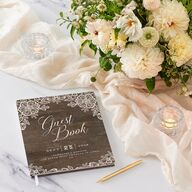 Woodgrain Lace Wedding Guest Book Falcon