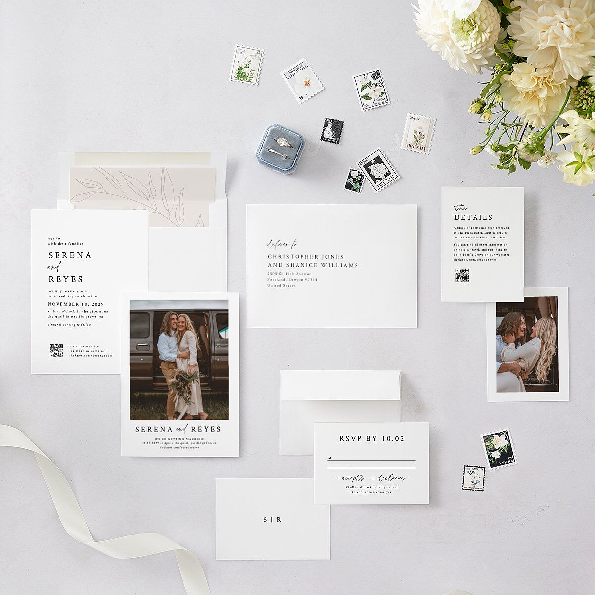 Captured Love Wedding Invitations Pure White Signature Blank No Standard