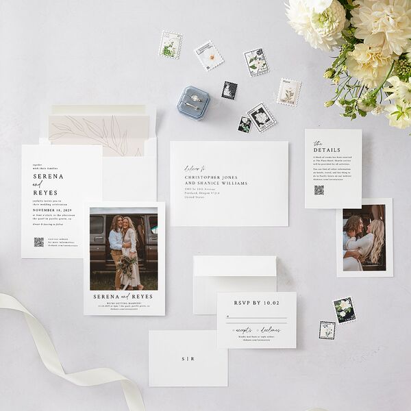 Captured Love Wedding Invitations Pure White Signature Blank No Standard