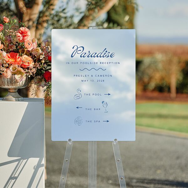 Cabana Stripes Mirrored Acrylic Direction Sign Medium Lemon Mirrored Acrylic M Direction Standard