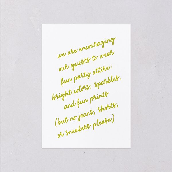 Modern Hand Drawn Wavy Frame Wedding Enclosure Cards Chartreuse Signature Standard