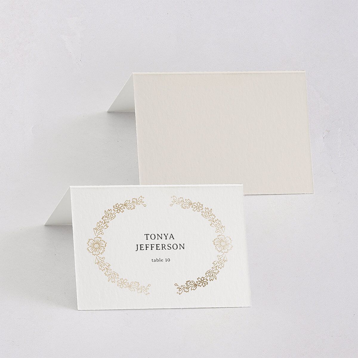 Baroque Border Place Cards Gold Pure White Signature