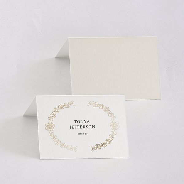 Baroque Border Place Cards Gold Pure White Signature