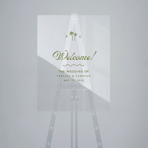Cabana Stripes Acrylic Welcome Sign Medium Olive Standard Acrylic M Welcome