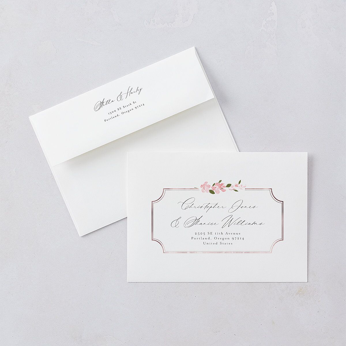 Delphinium Crest Wedding Invitations Shell Pink Signature Blank No Standard