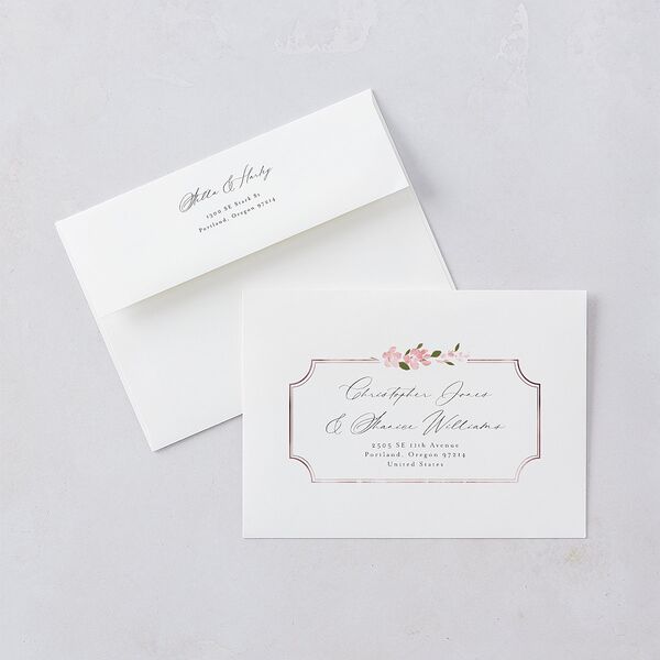 Delphinium Crest Wedding Invitations Shell Pink Signature Blank No Standard