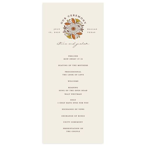 Intricate Vintage Wedding Programs Tan Signature