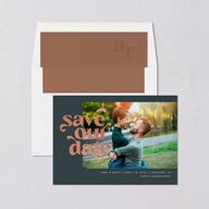 Save Our Date Save The Date Cards Rose Gold Dark Emerald Signature smooth Blank No Standard