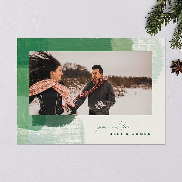 Brushstroke Holiday Holiday Cards Deep Lake Signature Blank Standard Landscape
