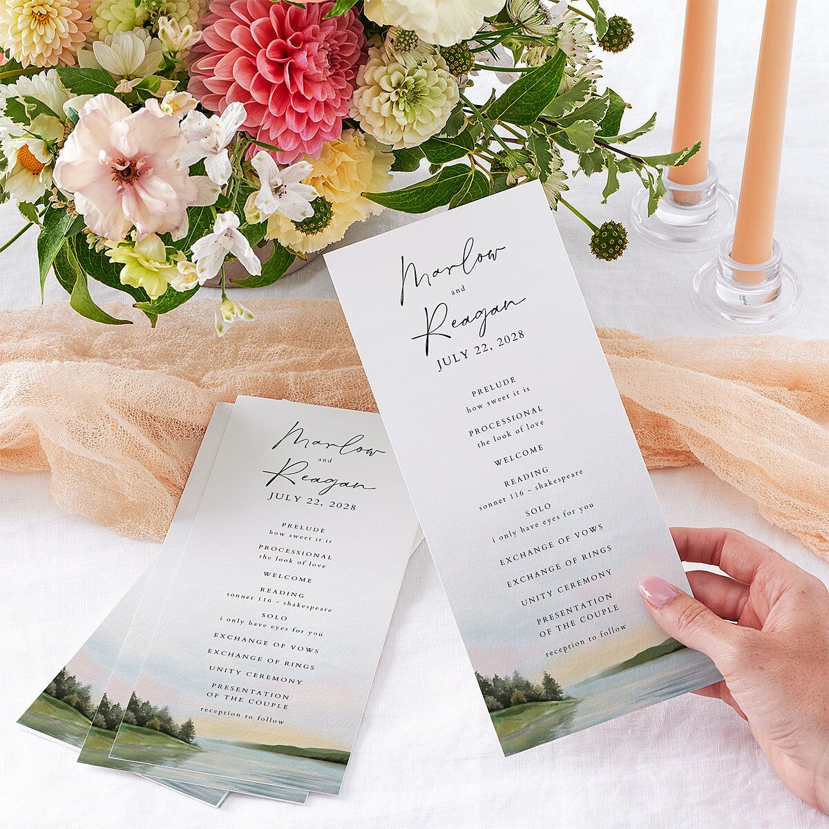 Rustic Reflection Wedding Programs Dusty Blue Signature