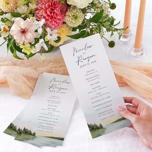 Rustic Reflection Wedding Programs Dusty Blue Signature