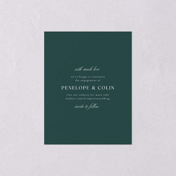 Glamorous Crown Monogram Crest Save the Date Petite Cards by Bridgerton Deep Lake Signature smooth Blank No Standard