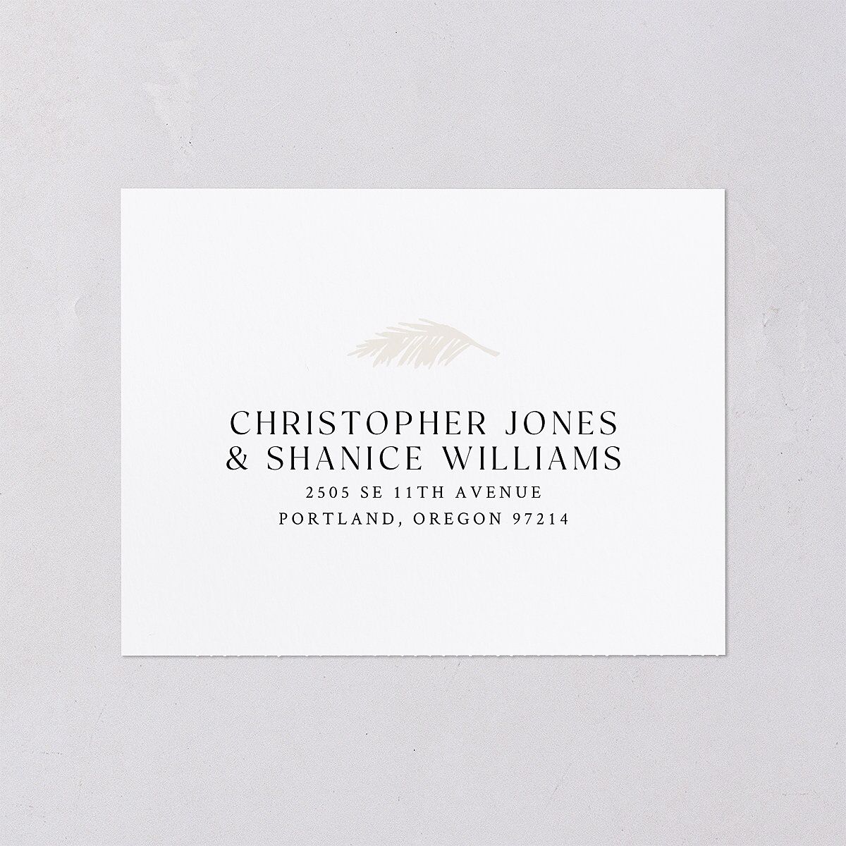Classic Palm Trees Foil All-in-One Wedding Invitations Pure White Signature Light Both Recipient and Return Addresses No