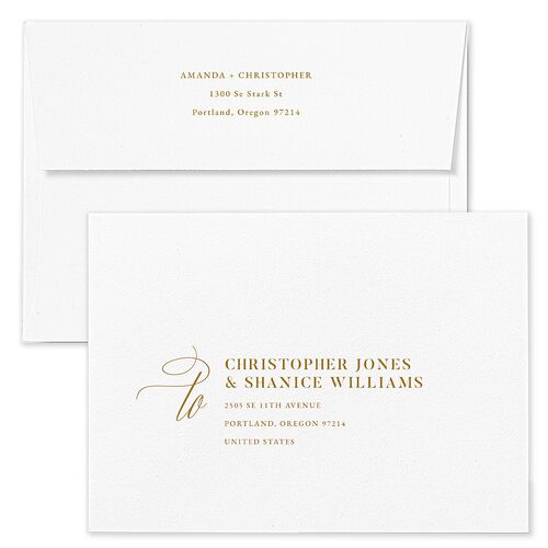 Photo Flourish Wedding Invitation Envelopes Marigold Rose Recipient Address Standard Signature