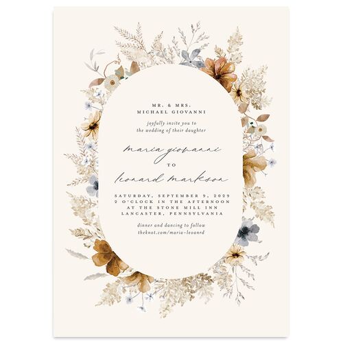 Bohemian Garden Wedding Invitations Dusty Blue Signature Blank No Standard
