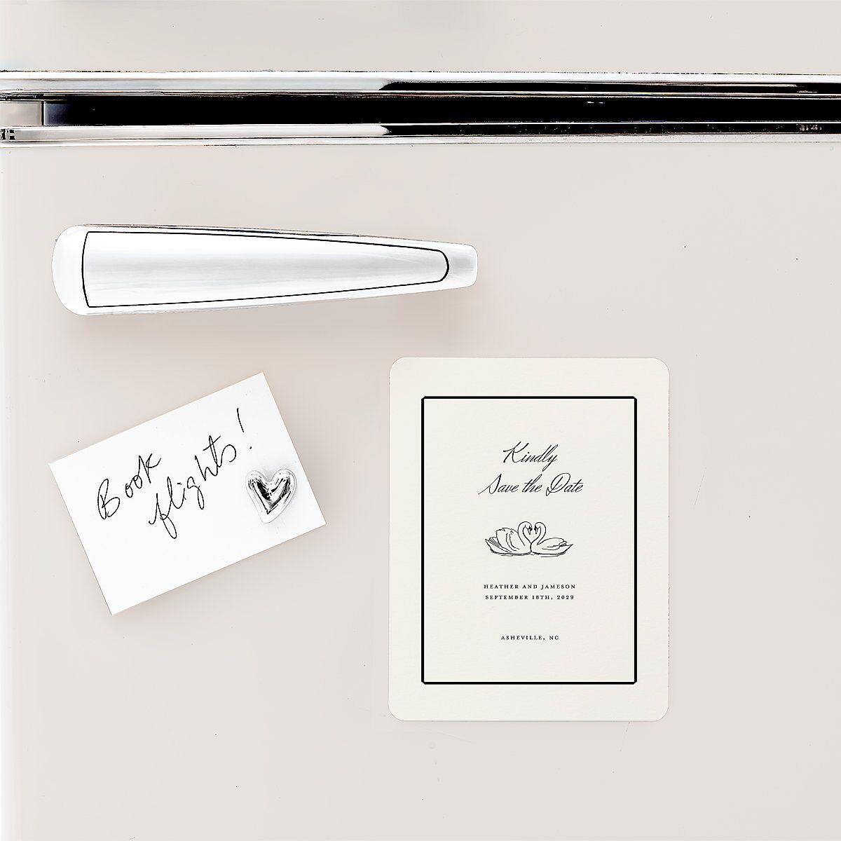 Elegant Swans Save The Date Magnets Ivory Magnet Paper