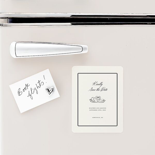 Elegant Swans Save The Date Magnets Ivory Magnet Paper