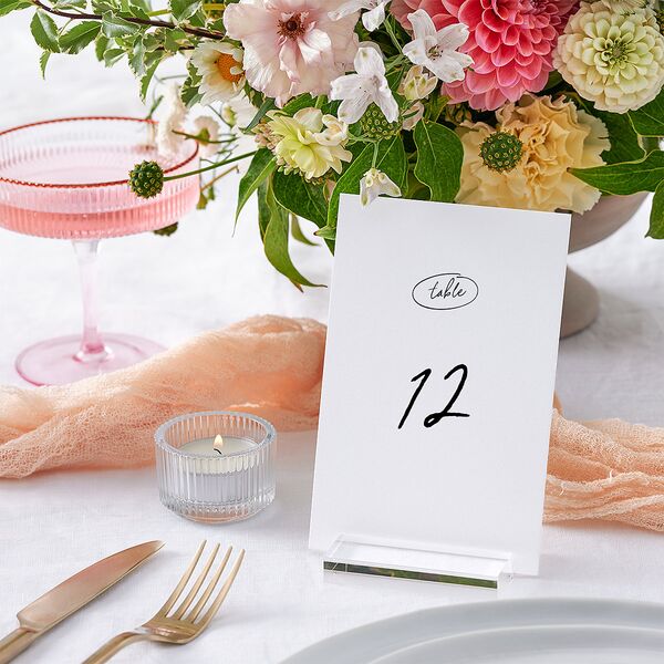 Sunny Day Modern Script Table Numbers Pure White Signature