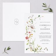 Delicate Wildflower Wedding Invitations Peach Pink Signature Blank No Standard