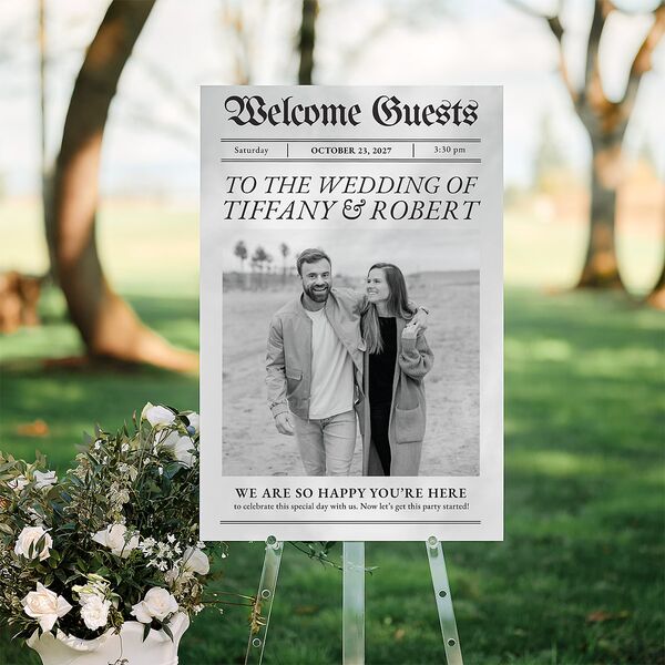 Newspaper Standard Welcome Sign Large Pure White Standard Indoor Foam Core L Welcome