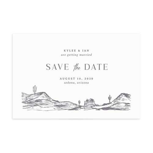 Western Desert Cactus Save the Date Postcards Dusty Blue