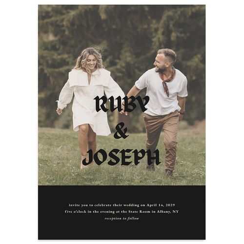 Gothic Fantasy Photo Wedding Invitations Charcoal Signature Blank No Standard