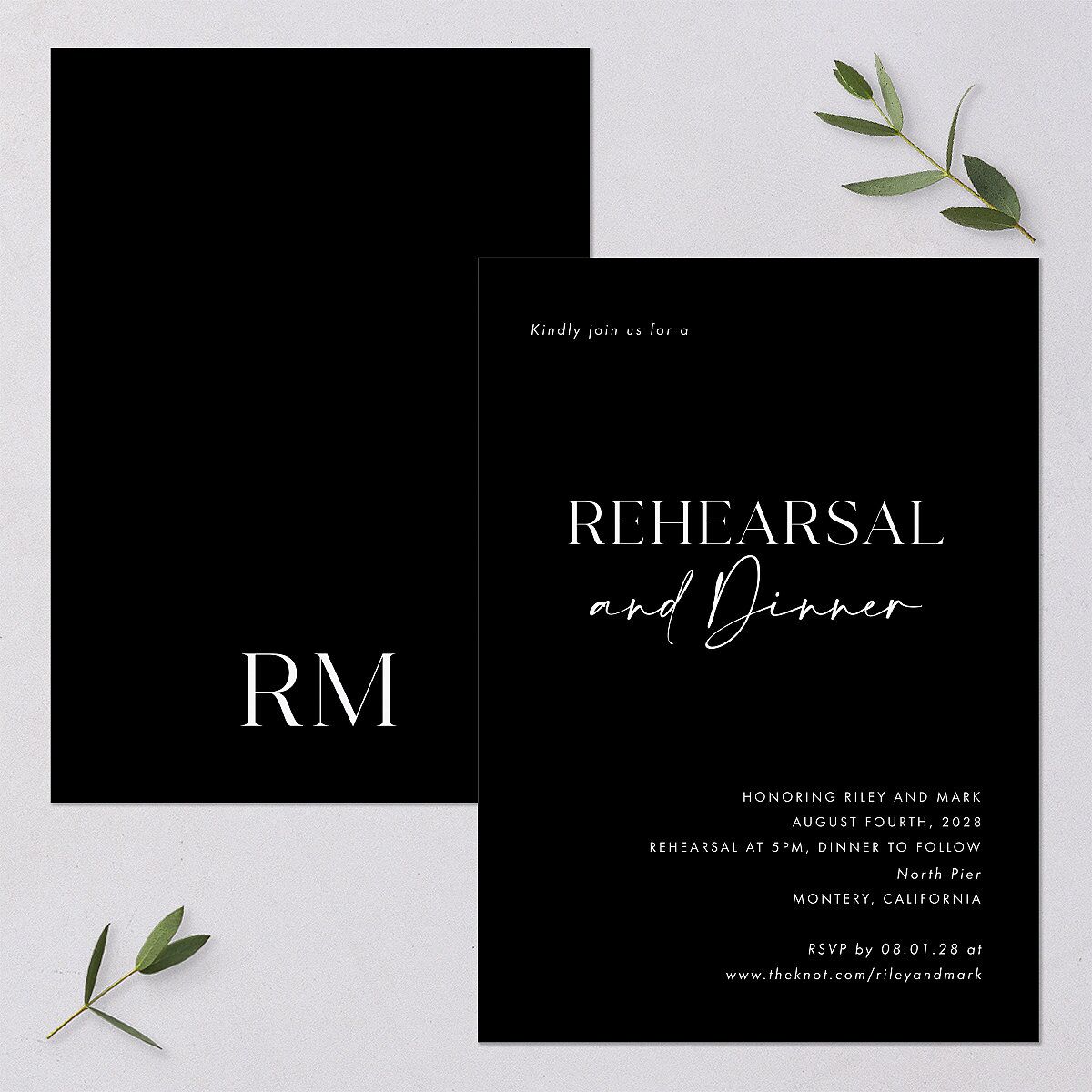 Modern Contrast Rehearsal Dinner Invitations Midnight Signature Blank Standard